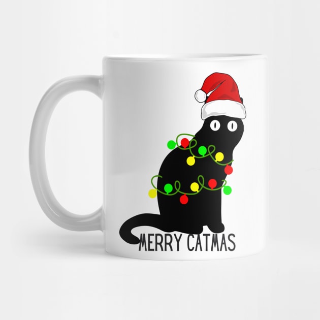 Merry Catmas Black Cat Christmas by TammyWinandArt